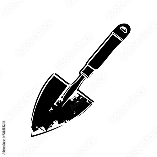 A black garden shovel