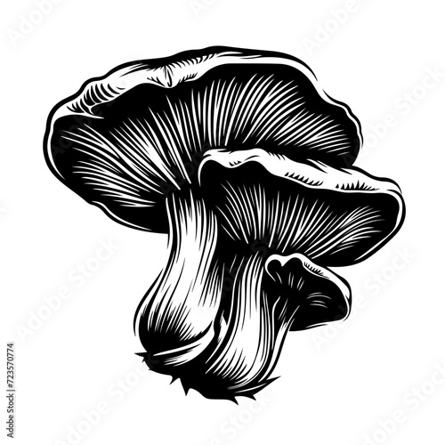 Oyster Mushroom Logo Monochrome Design Style