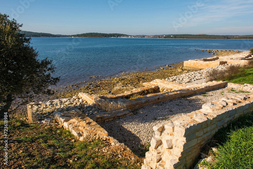 Archaeological ruins on the Vizula Peninsula in Medulin, Istria, Croatia. December