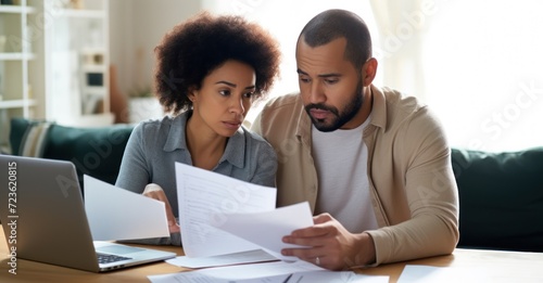 Couple reviewing healthcare costs, showing concern and confusion."