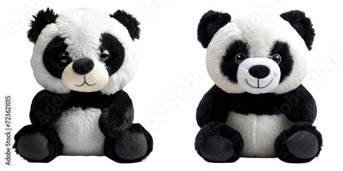Stuffed Panda Plushie Set Isolated on Transparent or White Background, PNG