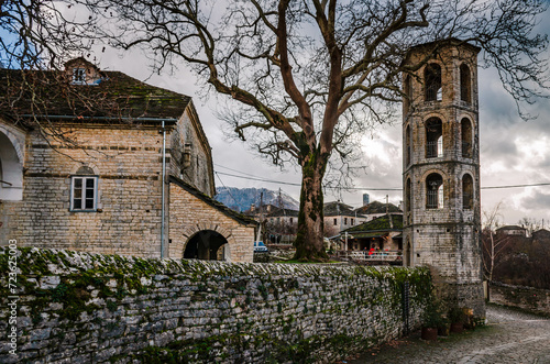 Papingo, the picturesque village of Zagorochoria in Epirus region with impressive view at Astraka towers.