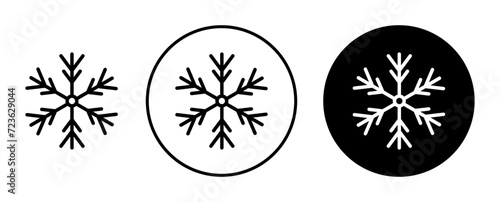 Snow icon set. christmas snowflake crystal vector symbol in a black filled and outlined style. Frozen cold ice sign.