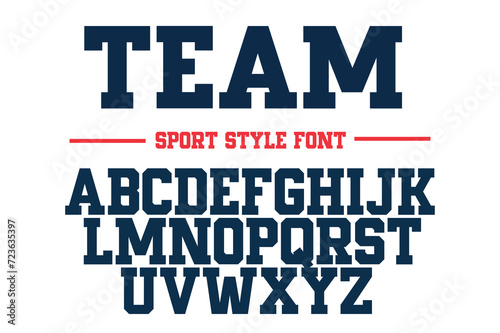 Classic college font. Vintage sport font in american style for football, baseball or basketball logos and t-shirt. Athletic department typeface, varsity style font. Vector 
