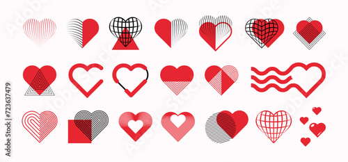 Set of abstract hearts icon, love logo design symbol