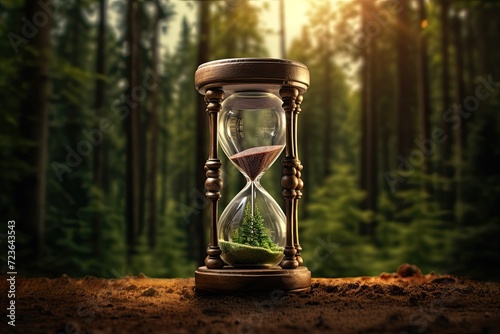 The Hourglass of Life - Sand Flowing Through a Forest