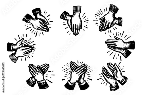 doodle hands up,Hands clapping. applause gestures. clapping. vector illustration