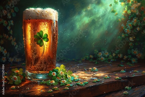 St. Patrick's Day Shamrock Beer Generative AI