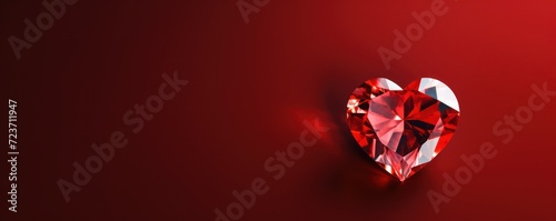 red heart-shaped diamond showcased against a vibrant red background, leaving ample space for a romantic message.