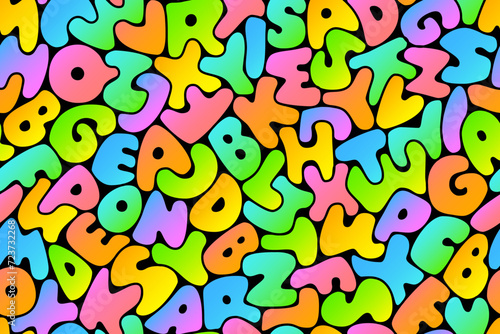 Hand drawn seamless cartoon alphabet vector pattern