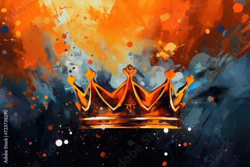 Orange banner with crown for king's day (former queen's day), koningsdag, koninginnedag, Netherlands (Nederland) national day