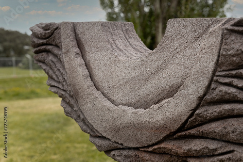 Stone carvings. Sculptures and objects. At the modern art park Devonport Auckland New Zealand