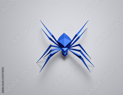 an origami in the shape of a tarantula spider, made of paper, paper art, 3D geometric
