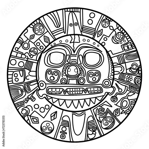 Golden sun of Echenique. Pre-Hispanic golden plate of unknown meaning. Maybe representing the sun god Inti, worn as breastplate by Inca rulers. Since 1986 it is the coat of arms of the city Cusco.