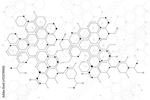 Abstract black hexagon pattern design with arrows and dots