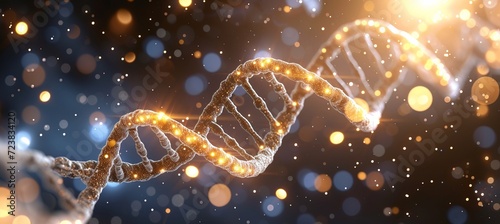 Dna molecule genetics biotechnology research cell structure blurred background copy space