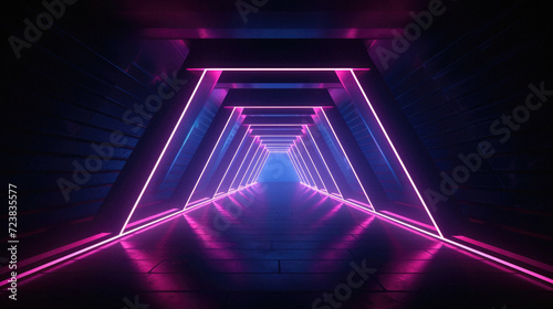 Abstract background with neon lights. neon tunnel .