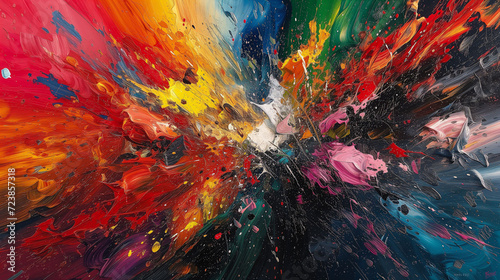 Colorful explosion in abstract painting