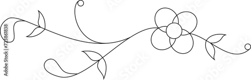 Line art sketch drawing of flower element