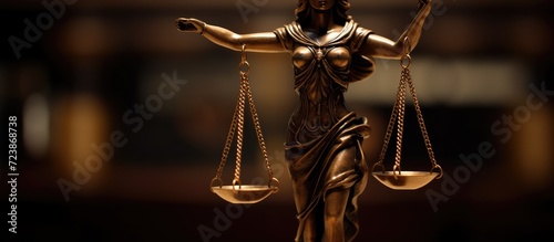 Law and justice concept. Statue of justice and scales of justice. 