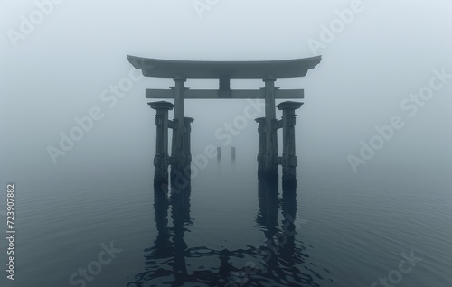 large_black_and_white_tori_torii_gate