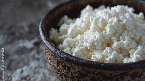 Rustic Bowl of Fresh Cottage Cheese
