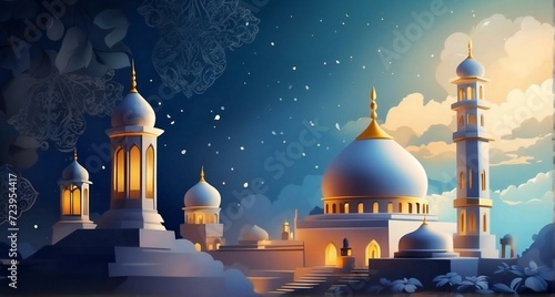 Islamic background for Ramadan. Islamic backdrop illustration. Generative AI