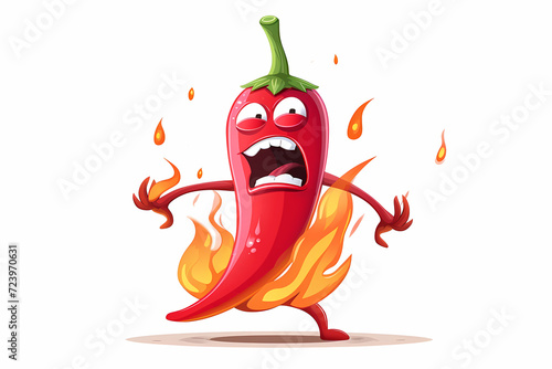 Red devious extremely hot cartoon chili pepper