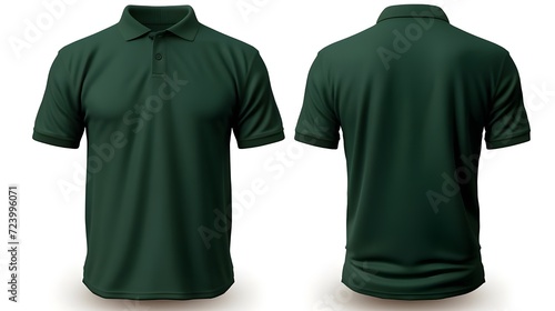Front and back dark green polo shirt mockup cut 