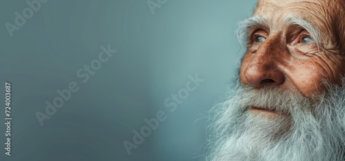 A weathered senior citizen's portrait captures the rugged lines of his face, from the deep wrinkles on his forehead to the coarse facial hair adorning his jaw and chin
