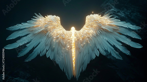 The runes on this angels wings glow brightly reflecting their deep connection to the ancient wisdom of the runic language.