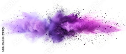Bright purple lilac holi paint color powder festival explosion isolated white background. industrial print concept background