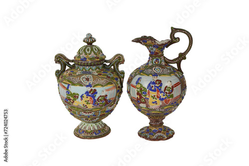 antique porcelain vase on transparent background
