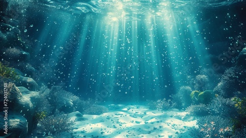 Retro halftone dot sea background for anime underwater stories Generative AI