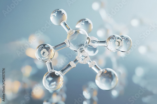 Amino acid, structural chemical formula view from a microscope