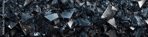 Gleaming dark obsidian wall in 3D, with a crystal-clear sheen and precise edges, evoking a feeling of concealed secrets. 