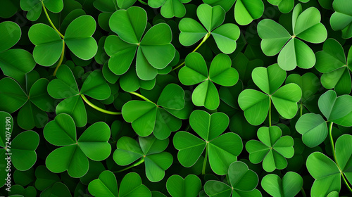 Draufsicht, Glücksbringer Hintergrund, Grüne Kleeblätter als Symbol für Glück, St. Patrick's Day, Natur und Frühling