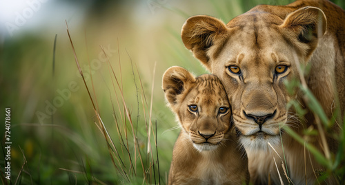 a lioness and her cub