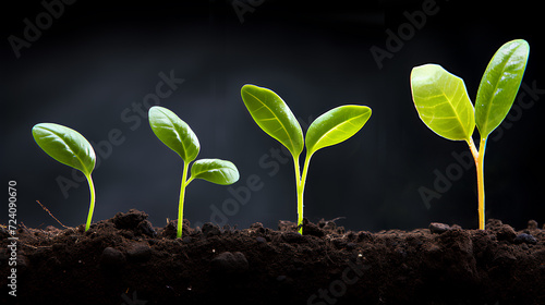 Stages of sprout growth in the ground.