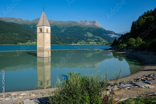 The submerged bell tower of Lake Resia in South Tyrol