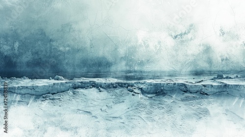 A frozen landscape, showcasing a grunge texture with deep ice cracks