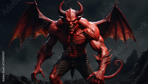 whole body evil in the dark, devil illustration