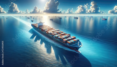 Voyage of Commerce: Container Ship Navigating the Open Sea