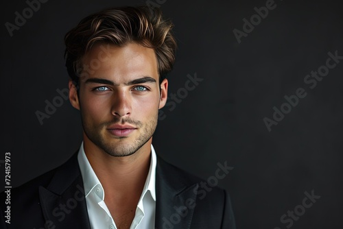 picture image of attractive confident young businessman guy hot model appearance isolated background