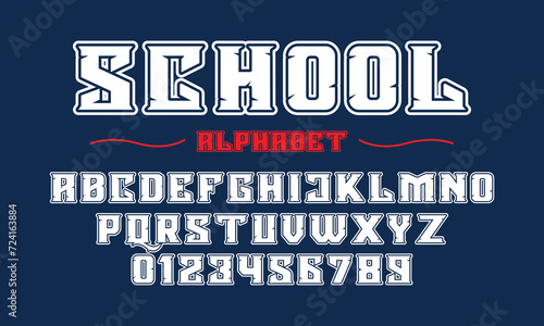 Editable typeface vector. School sport font in american style for football, baseball or basketball logos and t-shirt. 