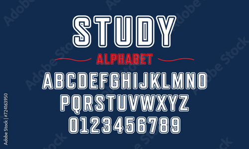 Editable typeface vector. Study sport font in american style for football, baseball or basketball logos and t-shirt. 