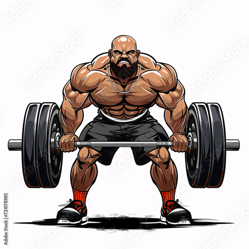 a cartoon of a man lifting a barbell