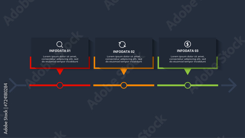 Timeline infographic with 3 elements, template for web, business, presentations. Template for web on a background.