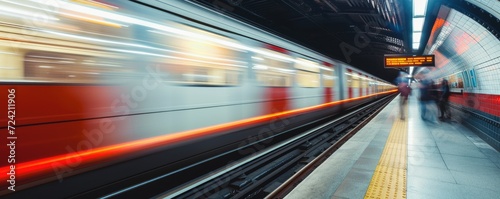 Subway train station in a motion blur