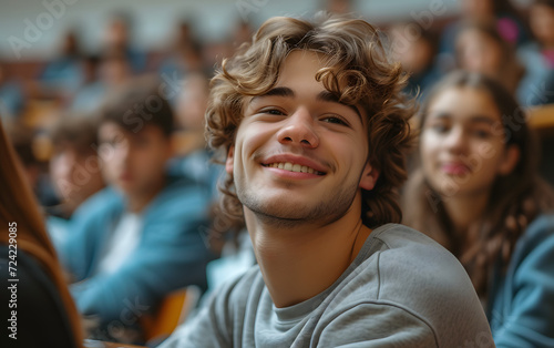 portrait of a smiling man in college lecture class